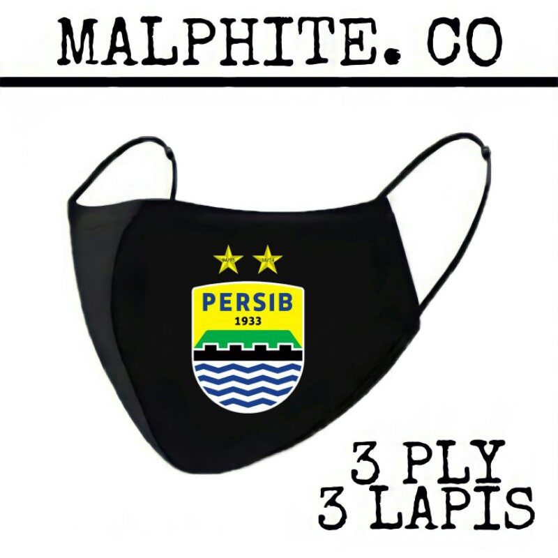 Masker Kain 3 Lapis 3 Ply Scuba Hijab Logo Gambar Klub Club Bola PERSIB Bandung Bobotoh Viking 3ply