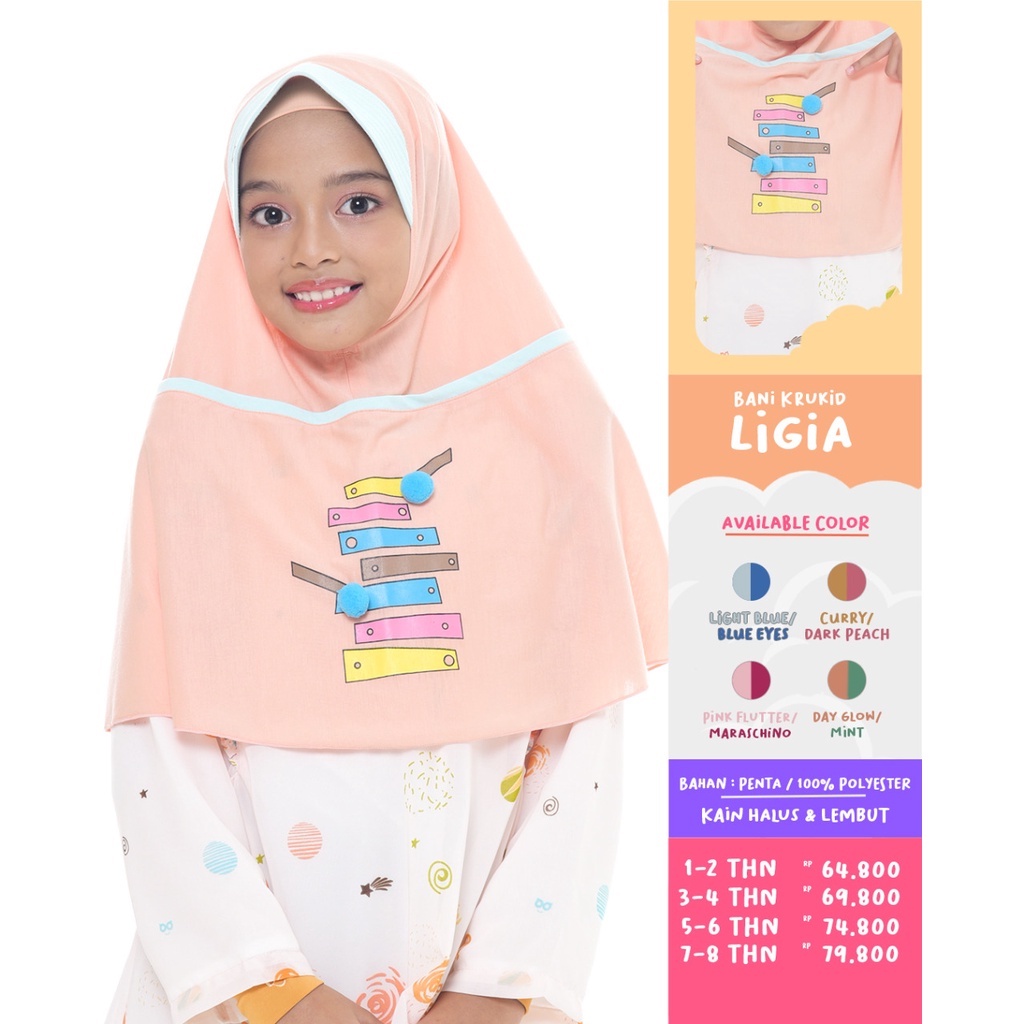 KRUKID LIGIA BANI BATUTA KERUDUNG ANAK 1-8 TH