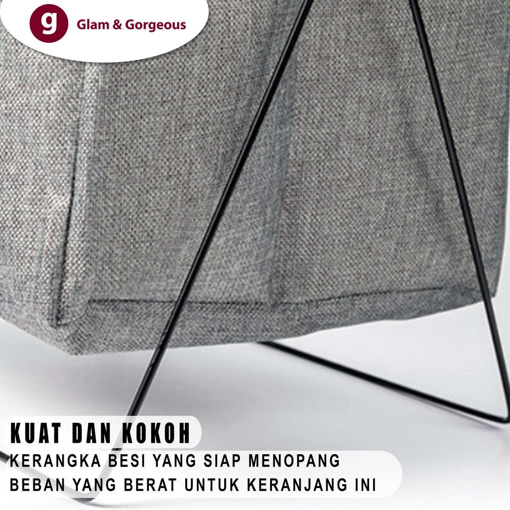 Keranjang Baju Cucian Pakaian Kotor Laundry Basket dengan Rangka KB010