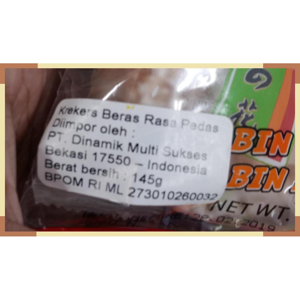 

Bin bin krakers beras | pedas | 145 gram | product of thailand