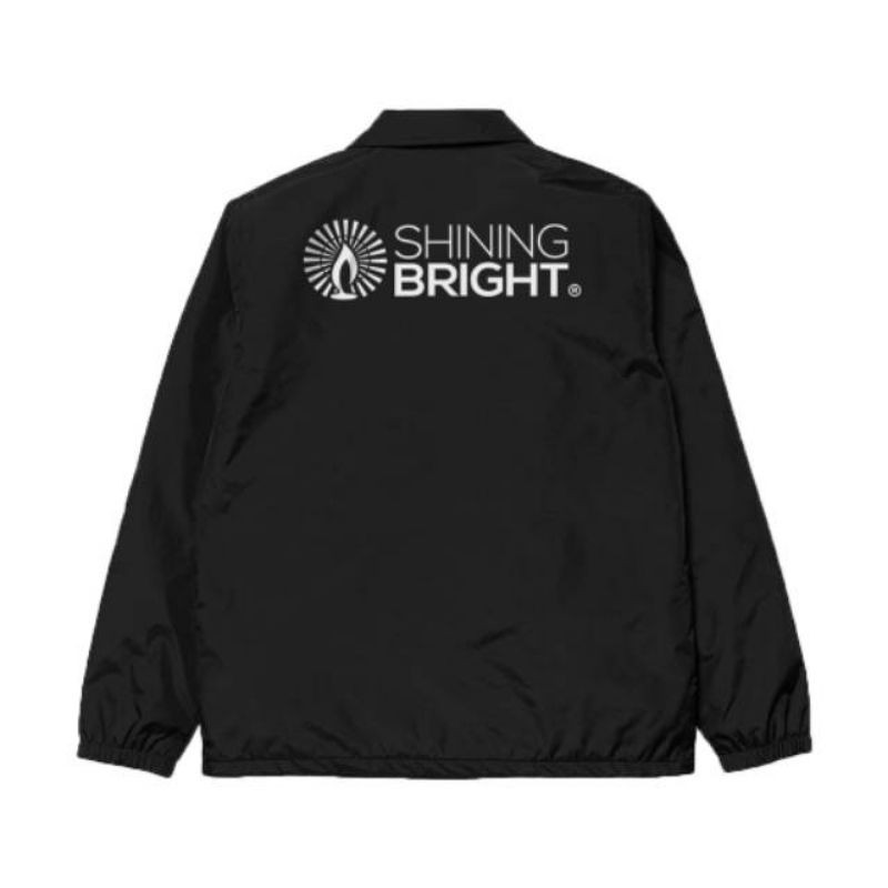 Coach jaket peria keren kekinian coach jaket shining bright logo casual varian warna full black
