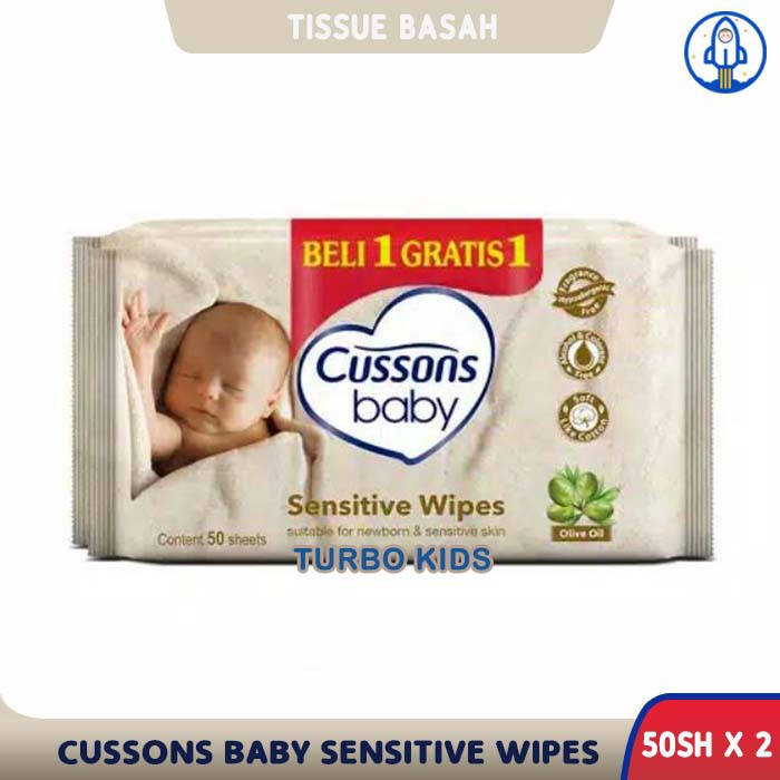 CUSSONS Baby Sensitive Wipes Olive Oil 50 sheets