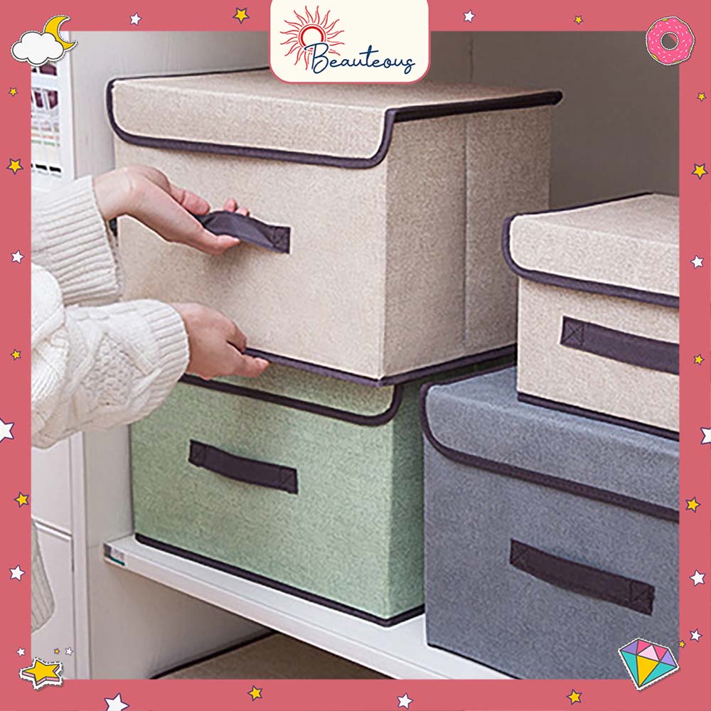 Storage Box Kotak Penyimpanan 2 In 1 Keranjang Baju Pakaian Baju Mainan Foldable Praktis