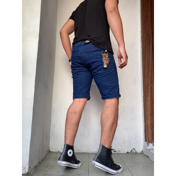 celana pendek jeans pria remaja dewasa polos slimfit strech mulur termurah original distro terlaris