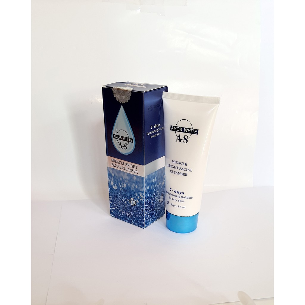 Amos White Facial Cleanser 120 gram Sabun Wajah Amos Miracle Bright Cleanser Pembersih Wajah