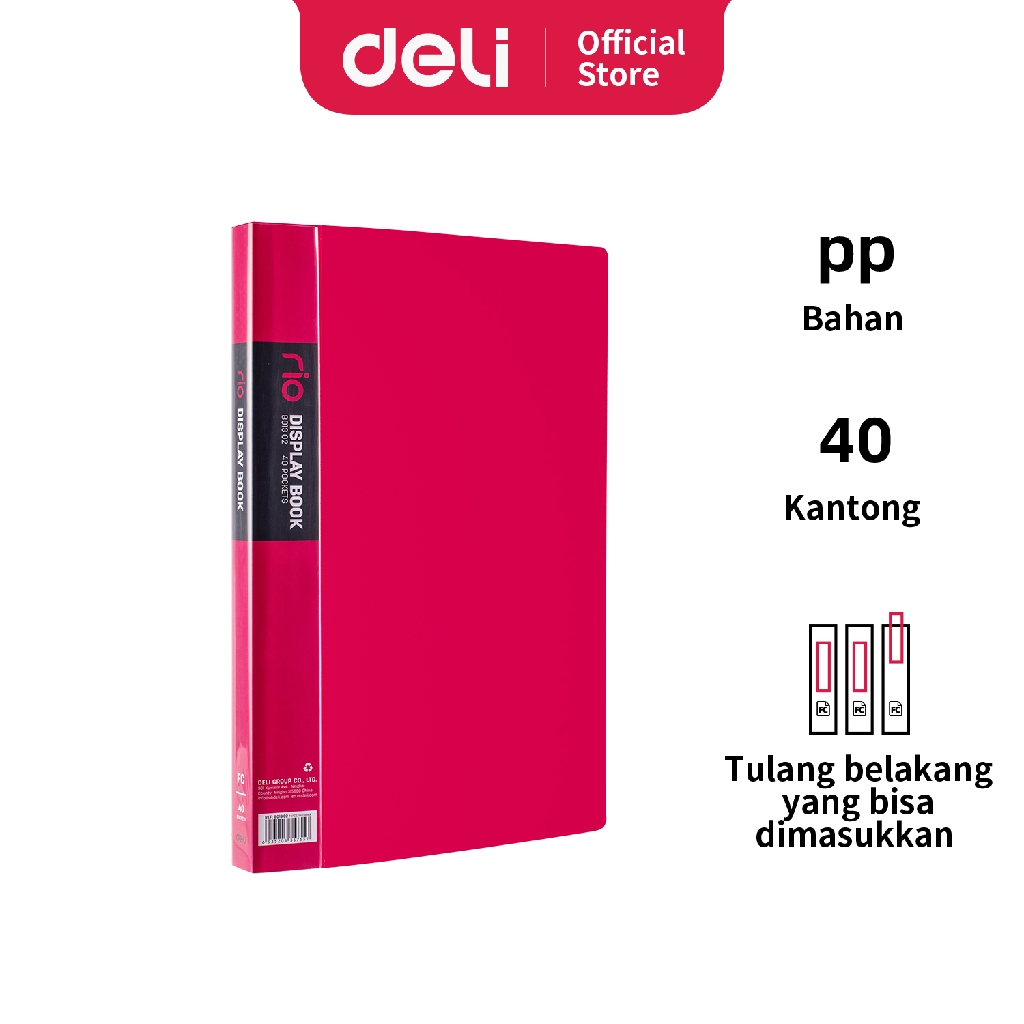 Deli Display Book / Clear Holder- Seri Rio FC 40P Bahan Plastik PP yang kuat EB01302