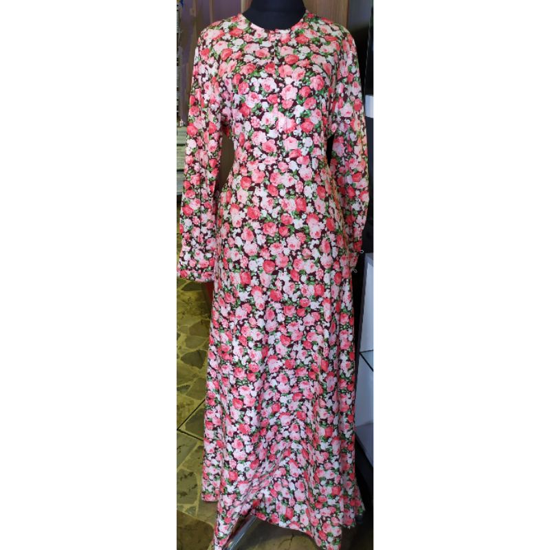Gamis Katun Motif Bunga