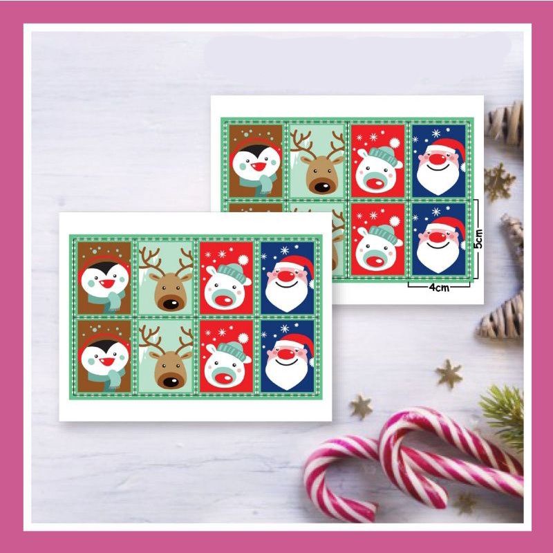 

(1lembar 8pcs) stiker natal lucu /sticker christmas santa claus rudolph snowman perangko