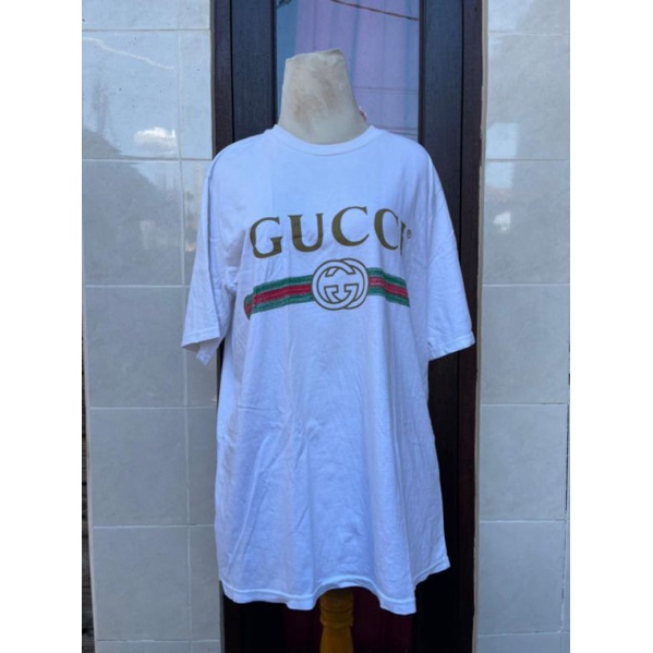 Kaos Gucci Logo Flower Embroidery Authentic Original Preloved second bekas