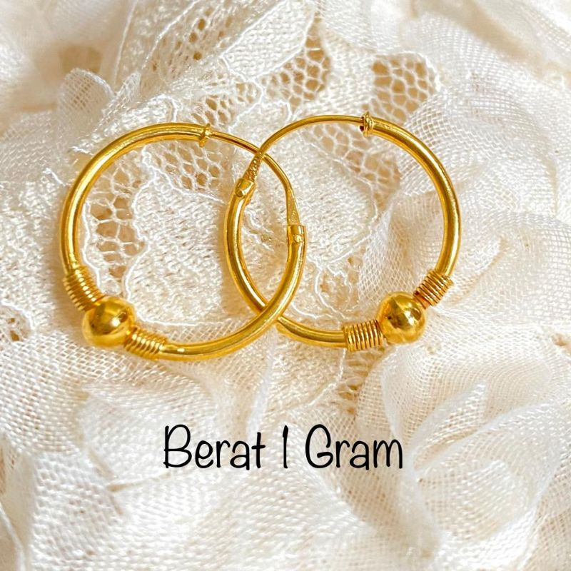 Anting Emas Muda Dewasa Pentol Bulat Satu 1 Gram
