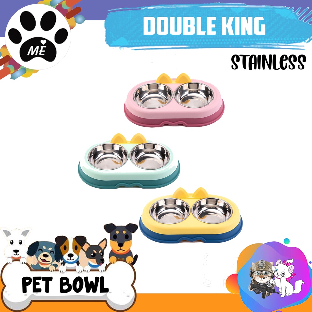 Pet Bowl Anti Slip &quot;DOUBLE KING STAINLESS&quot; Tempat Makan Minum Hewan