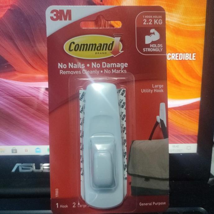 ] 3M Command 17003  Gantungan Tas dan Jaket - Wall Hook Hanger 3M