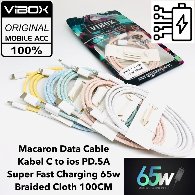 KABEL DATA MACARON 100CM VIBOX KABEL C TO IOS PD.5A SUPER FLASH CHARGING