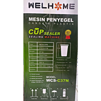Kap Sealer Tinggi WELHOME WCS C 37 N / Mesin Penyegel Gelas Manual Kap ukuran Besar / Cup Sealer Sealing Machine