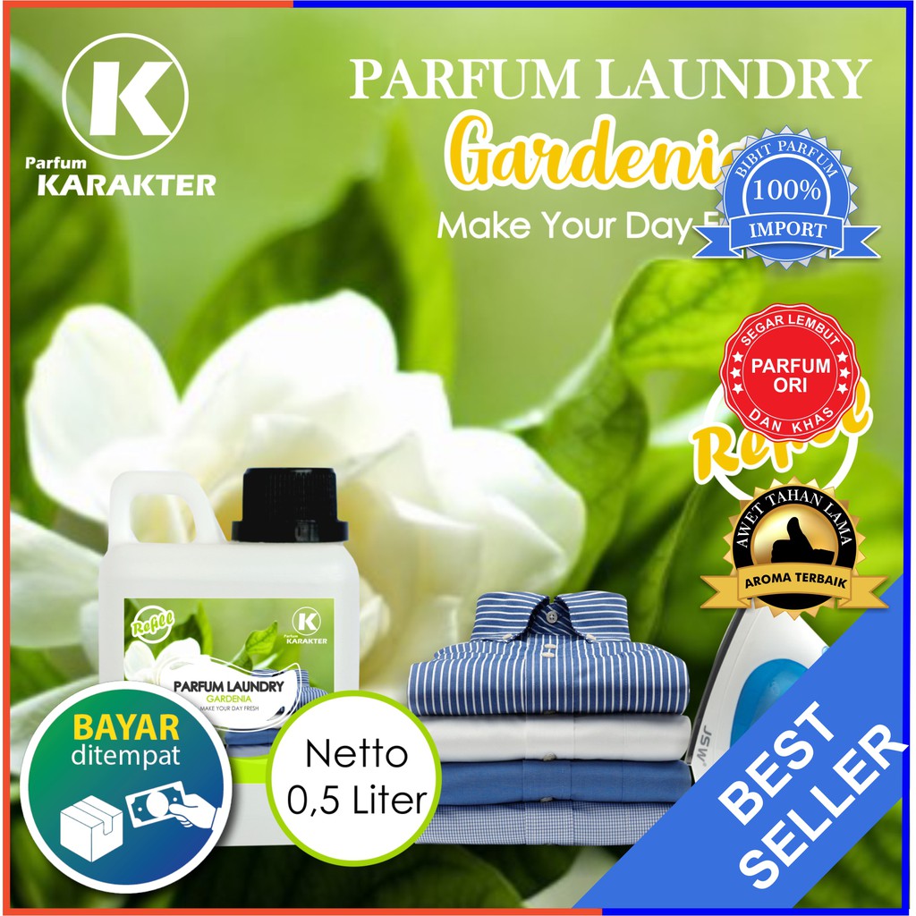 Parfum Laundry Aroma Gardenia Wangi &amp; Tahan Lama Kemasan Refil Ukuran 500 ml | Terlaris | Bisa Cod