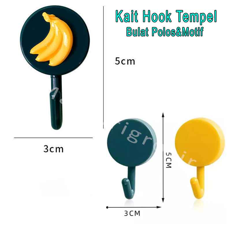 Gantungan Tempel Lucu *Kait Hook * Gantungan Polos&amp;Bermotif * 10pcs