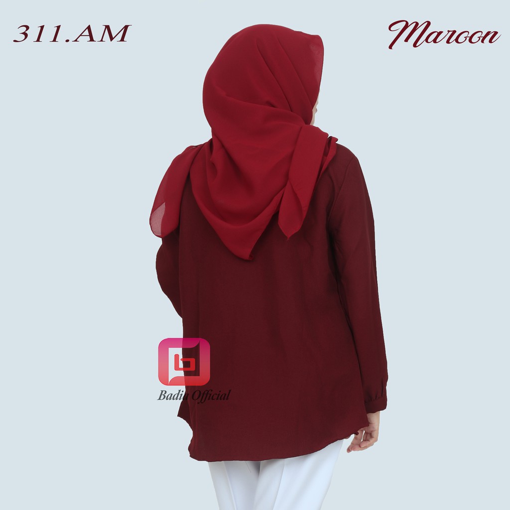 blouse wanita muslimah motif tali bahan moscrepe kerah model O bulat syari premium