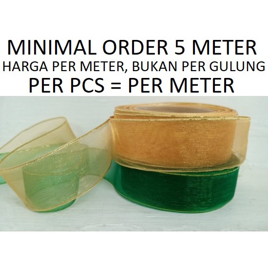 

PT001 Per Meter Pita Organdi List Emas 2,5 Cm Hias Bingkisan Kado Ribbon