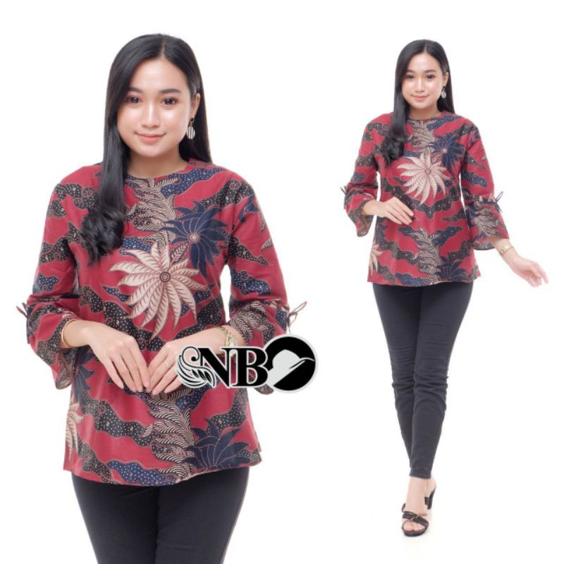 tey-17 Batik Wanita ASJ SA HRB026 Kenongo Kemeja Tosca Pendek-002
