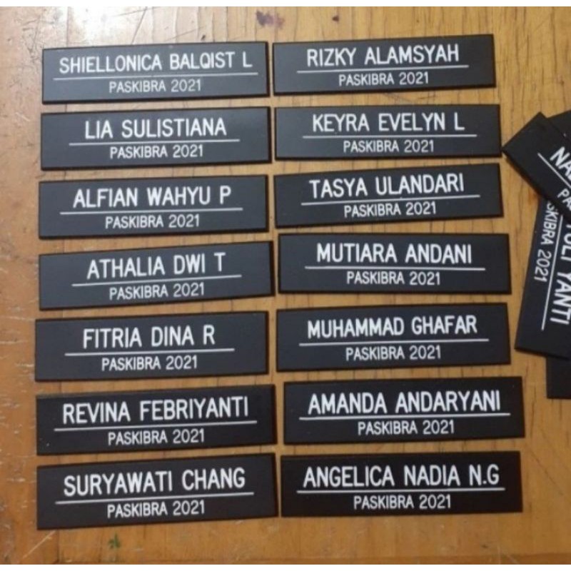 Nametag Hitam Doff Papan Nama Dada PDH PNS Akrilik Gravo Acrylic Grafir