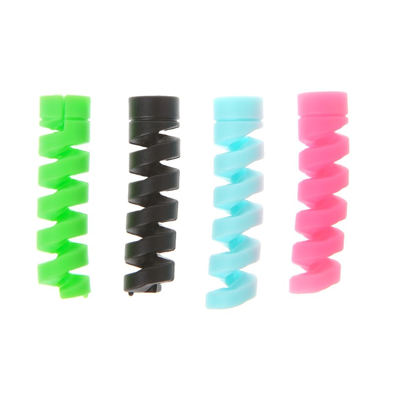 Vivi 4pcs / Lot Pelindung Kabel Flexible Bentuk Spiral Bahan Silikon Ringan