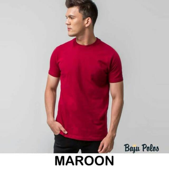 Kaos merah maroon polos
