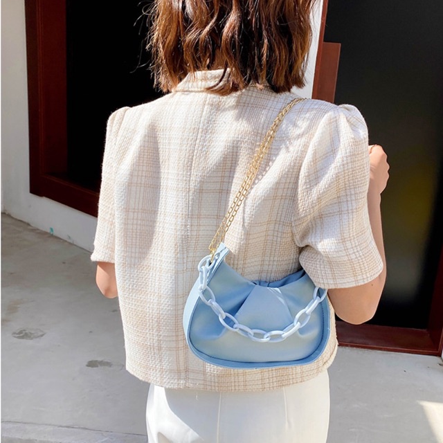 KOREAN FASHION SQUARE CHAIN SHOULDER BAG / TAS FASHION KOREA CANTIK / TAS SELEMPANG /TAS SLEMPANG KOREAN LEATHER / tas kondangan rantai
