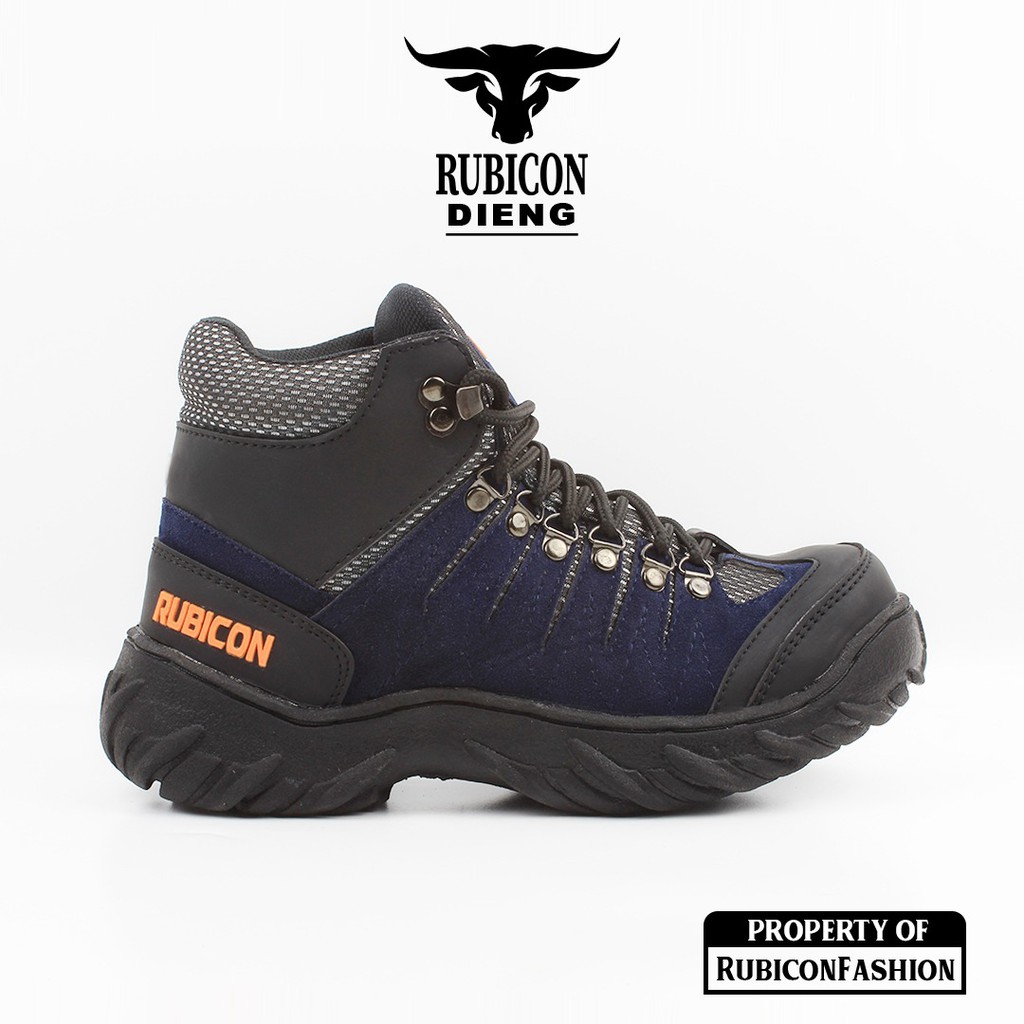 SEPATU BOOTS PRIA SAFETY TRACKING HIKING TOURING RUBICON DIENG HIGH PREMIUM QUALITY UJUNG BESI