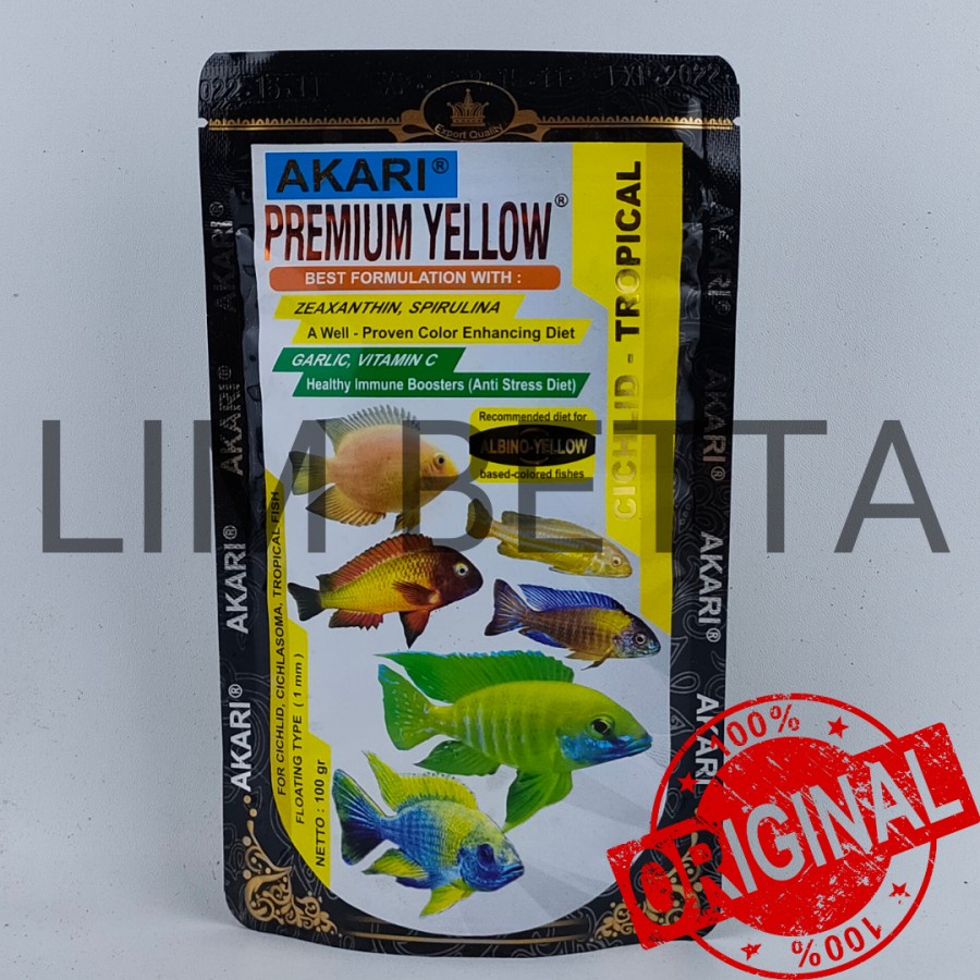 AKARI PREMIUM YELLOW CHICLID 100 GRAM / MAKANAN IKAN CHICLID