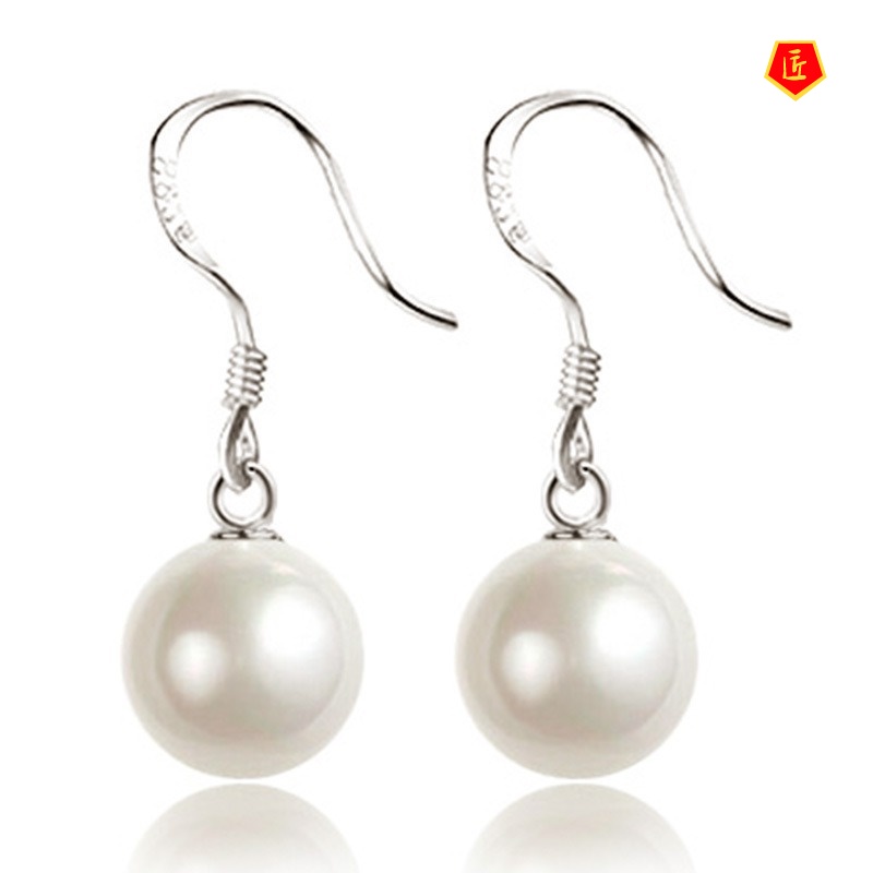 [Ready Stock]Fashion Elegant Silver Natural Pearl Earrings