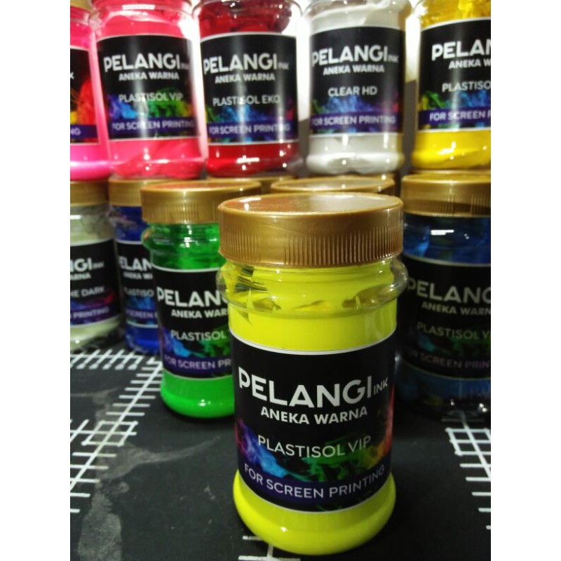 

Fluo yellow 200 gram cat tinta sablon plastisol flo kuning cocok utk meja sablon hailand portable