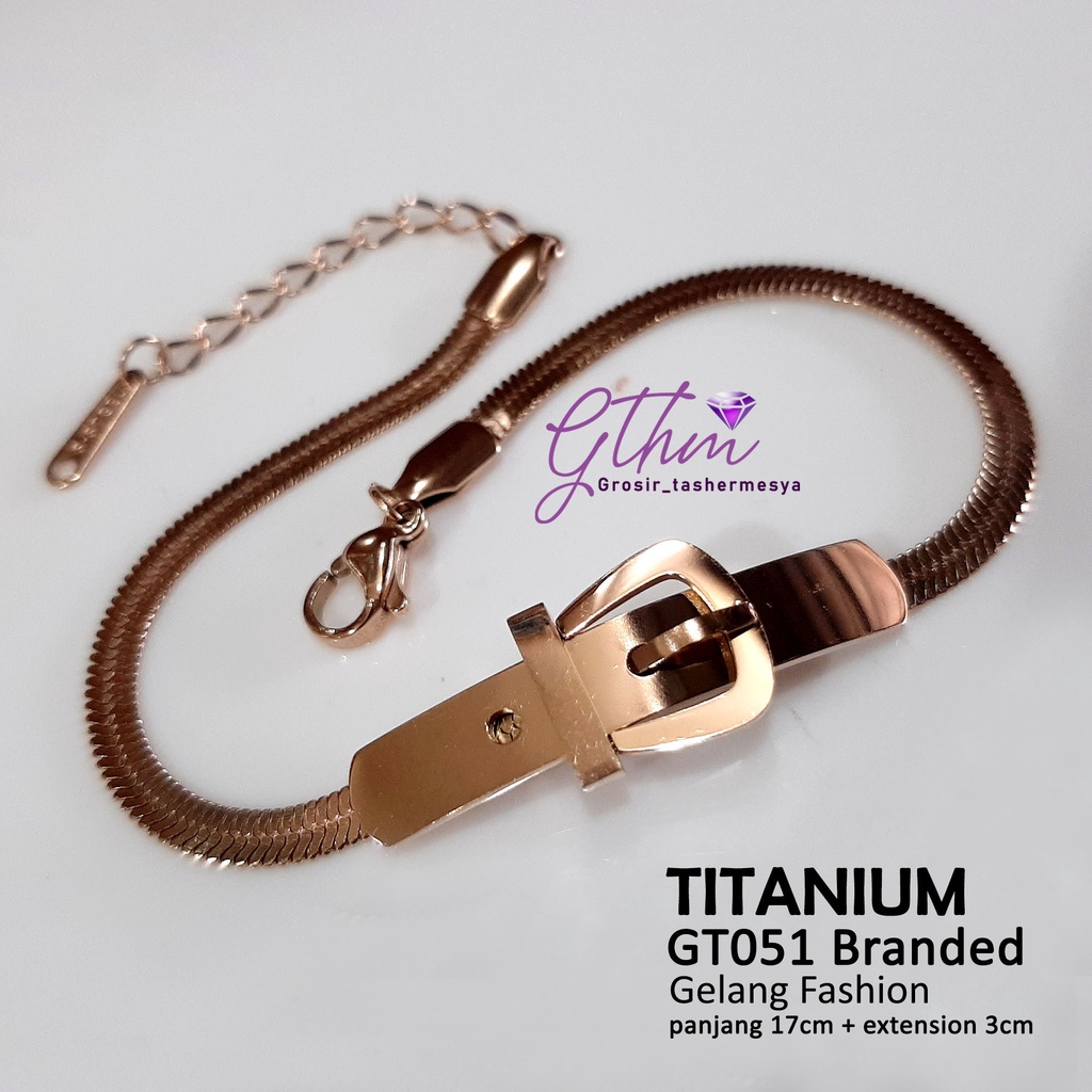 Gelang Titanium Branded H Belt Perhiasan Fashion Import Premium GT055 GTHM