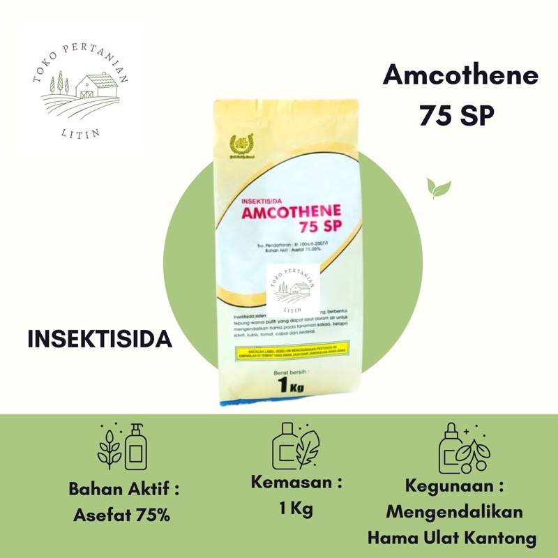 Amcothene 75 SP - 1 KG ( Insektisida ) Pengendali Hama, Ulat Kantong Tanaman Kedelai,Kelapa Sawit