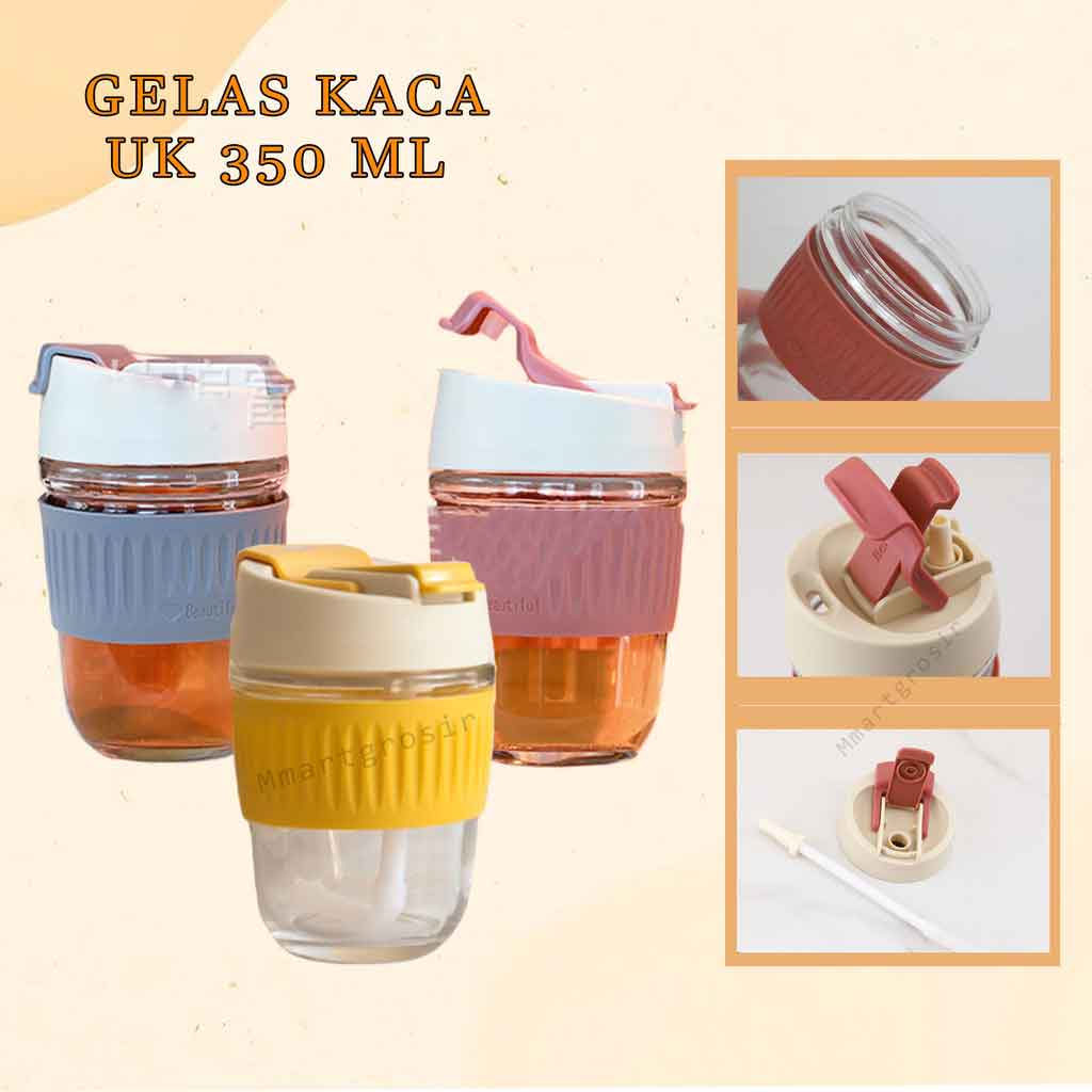 GELAS KACA / GELAS TUTUP KACA / 350 ML