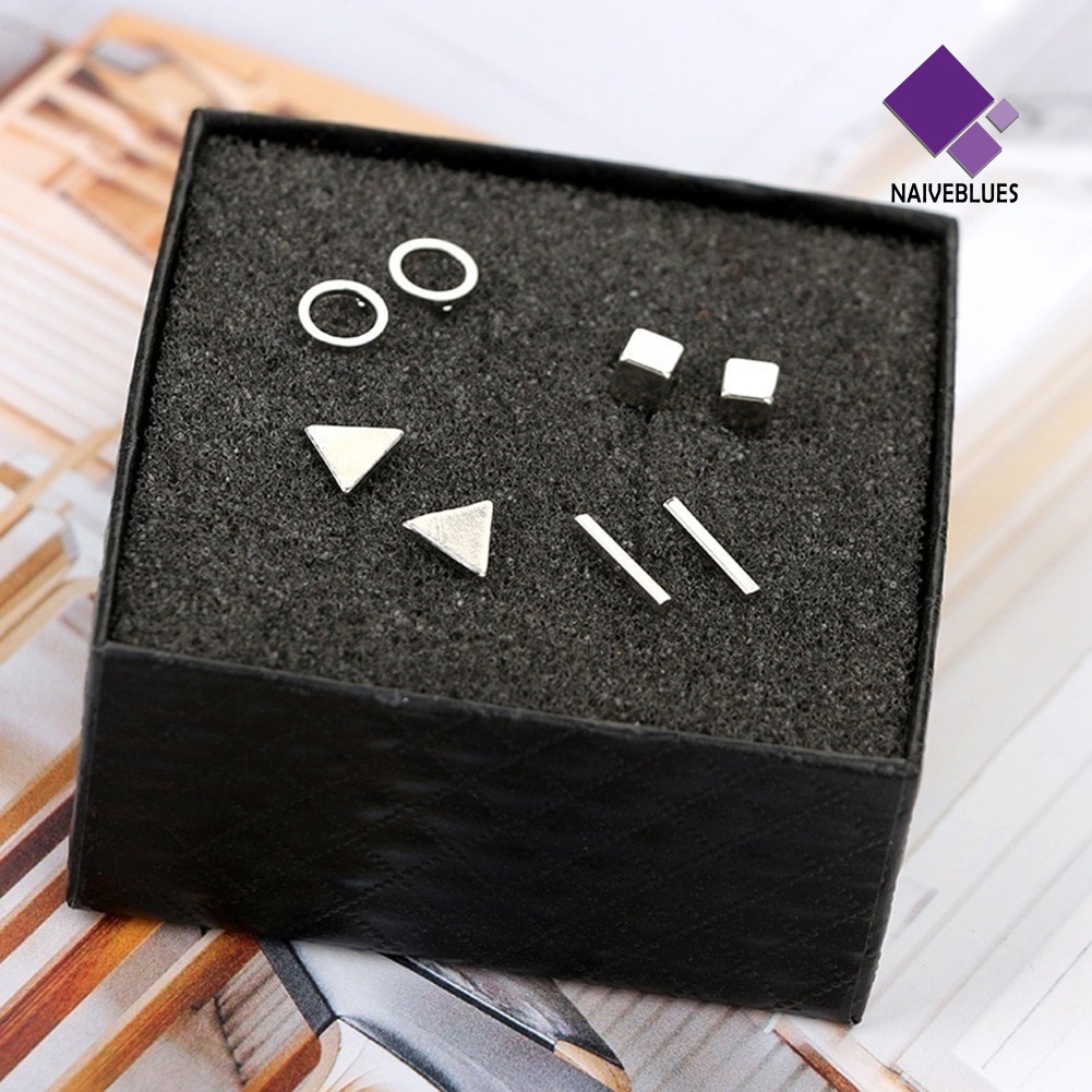 8pcs / Set Anting Stud Bentuk Geometri Persegi Segitiga Untuk Hadiah Wanita