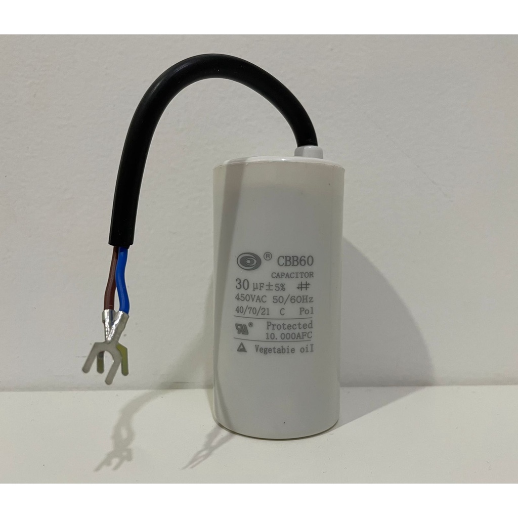 Kapasitor 30 uf 450V Bulat Kabel / Capacitor Pompa Air 30uf Bulat