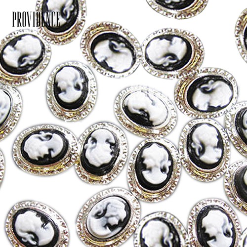 Providence 10 Pcs Vintage 3D Alloy Resin Queen Lady Nail Art Tips Glitters DIY Decoration