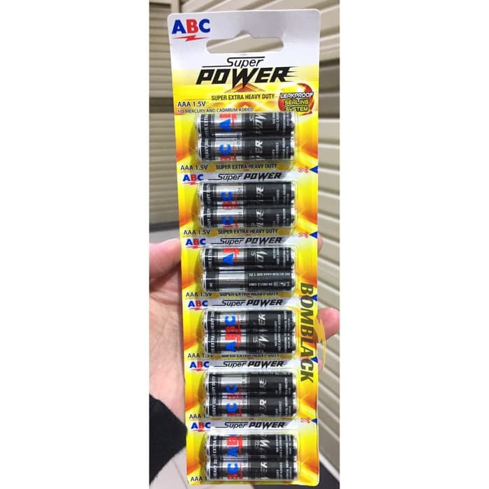 [SEPASANG] Baterai AAA abc super power 1,5V BATTERY batre kecil Batrai hitam renteng batrei remot