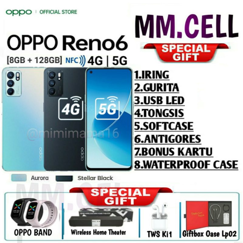 OPPO RENO 6 RAM 8/128 GB | RENO 7 4G 8/256 | RENO 6 5G 8/128 |  Reno 8 | Reno 7 | A77s GARANSI RESMI OPPO INDONESIA