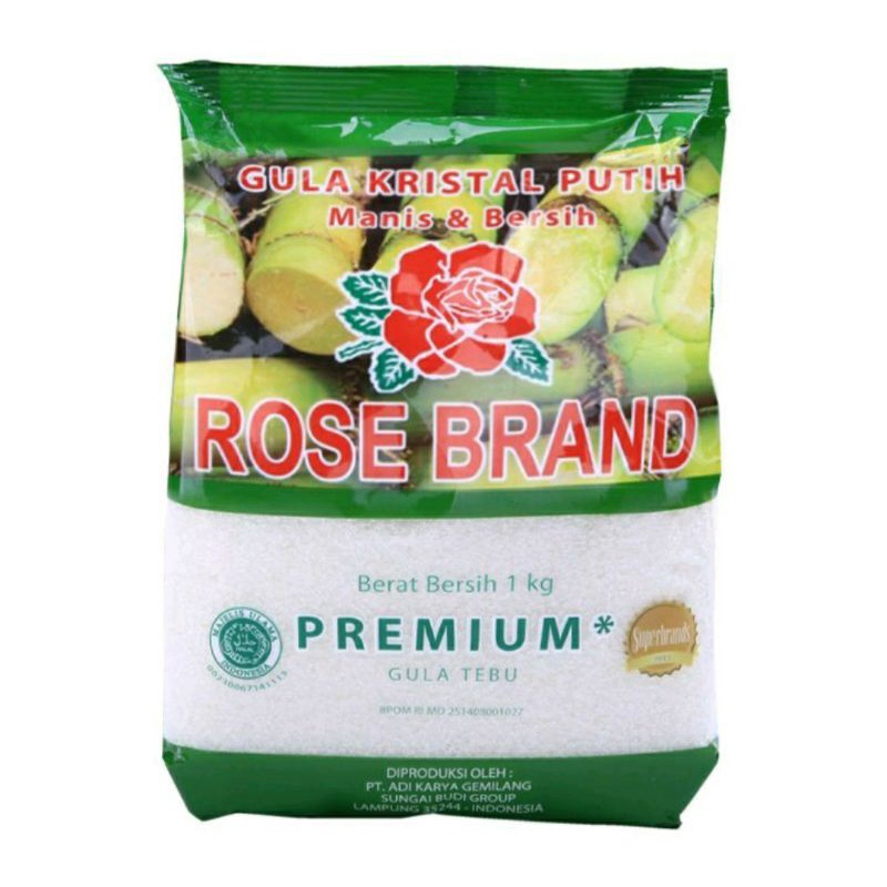 

Rose Brand Gula Pasir Kristal Putih Premium (Kemasan Hijau) 1 Kg