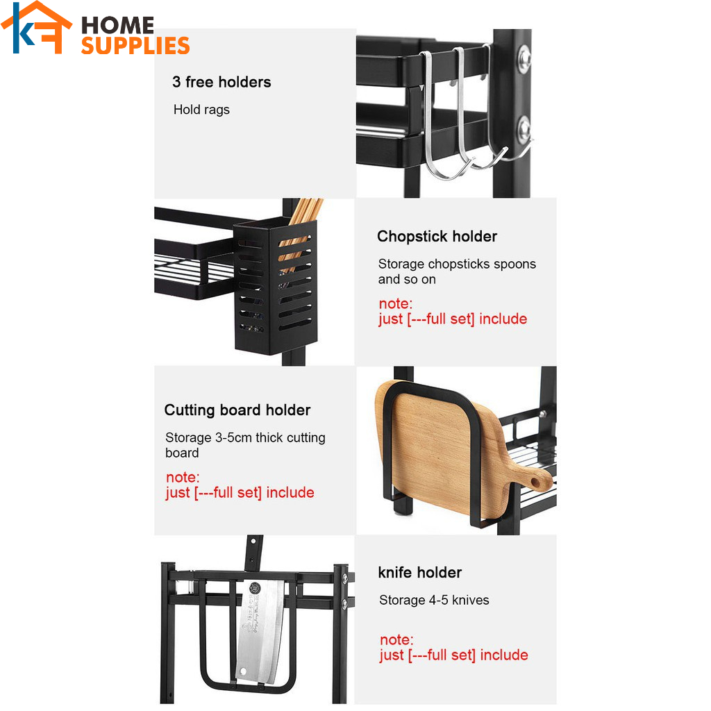 【KF】Rak Bumbu Dapur Tempat Bumbu Rak Penyimpanan Bumbu Dapur Penyelenggara Rak Susun  2/3 Tier Rak Botol Rempa