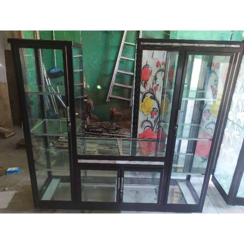 bufet kaca / lemari kaca hias/ rak tv kaca/ lemari kaca  (HANYA INVOICE )