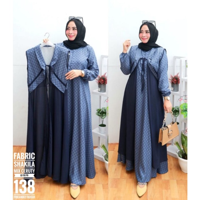 GAMIS SHAKILA IMPORT PREMIUM MIX OUTHER TERPISAH BAHAN CERUTY BABY DOLL GAMIS JUMBO MUAT BB 85KG GAM