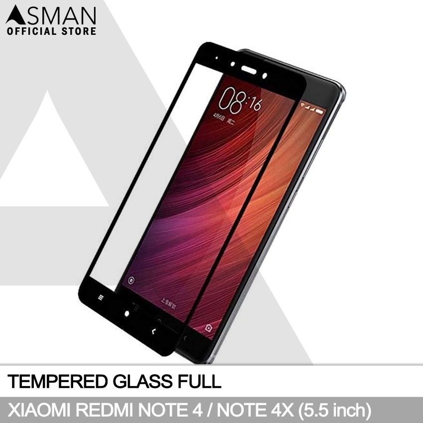Tempered Glass Full Xiaomi Redmi Note 4 / Note 4X (5.5&quot;) | Anti Gores Kaca - Hitam
