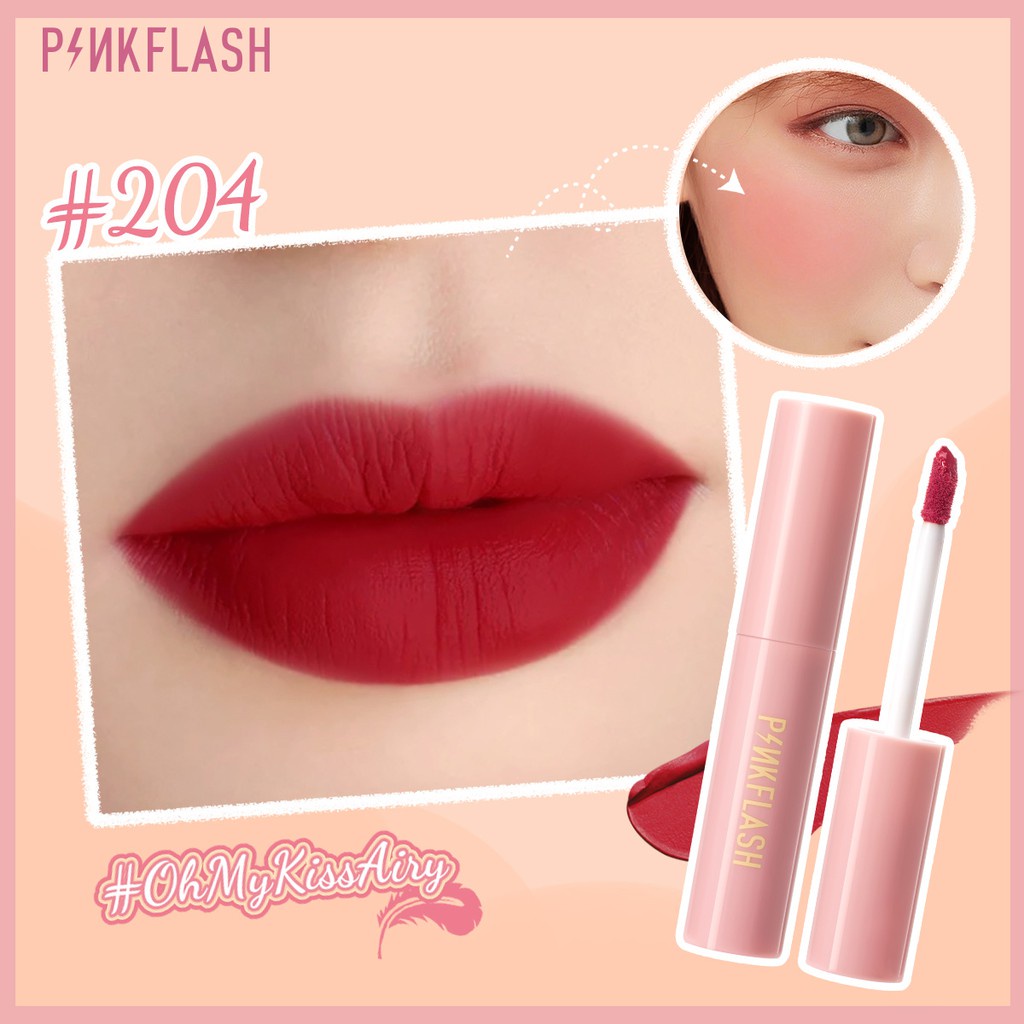 PINKFLASH OhMyKissAiry Kiss Air Matte Liquid Lipstick Transferproof Lip Tint #204 Long-lasting Lipgloss