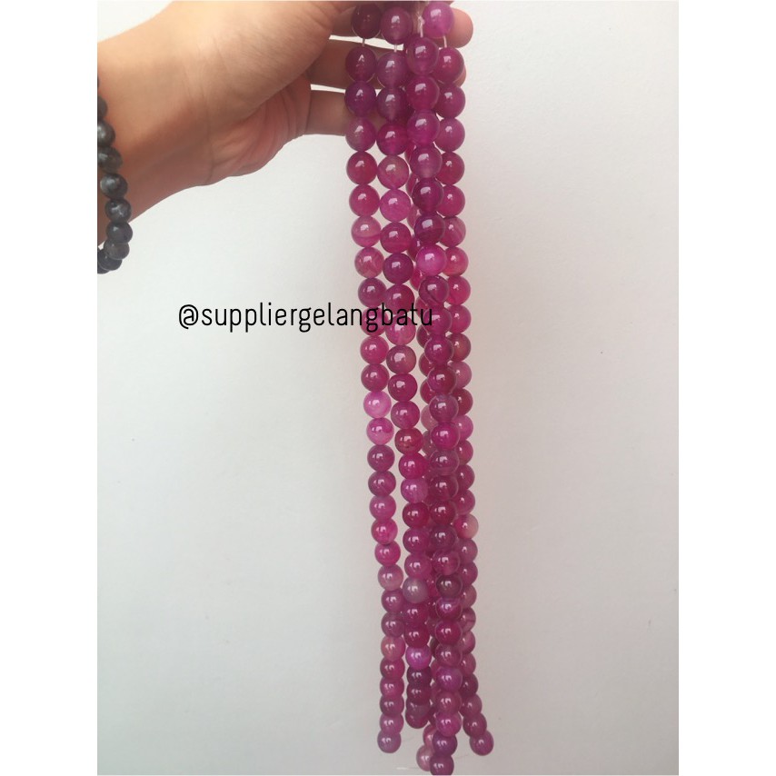 bahan batu 14mm Purple Agate glossy aksesoris korea gelang kalung batu craft beads pria wanita model