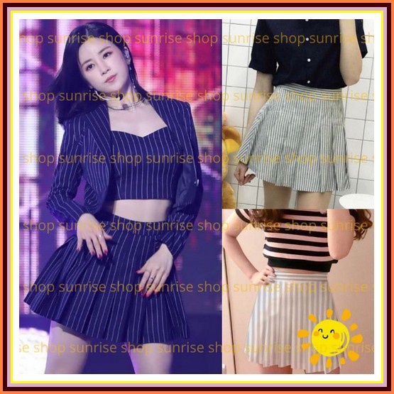 Baju Bali Midi Skirt Rok Vira Korean Motif Kekinian Rok Mini Garis Mini Striped Pleated Skirt Korean