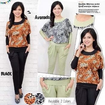 SMARTDN New Trend setelan baju remaja leoni set celana trendy korean style motif leo ktf
