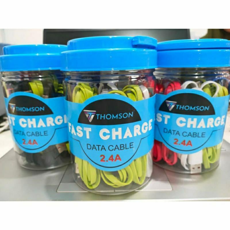 ISI 15 PCS PER TOPLES KABEL DATA THOMSON T-1000 2.4A MICRO TYPE C IPHONE SUPPORT FAST CHARGING PER TOPLES ISI 15PCS