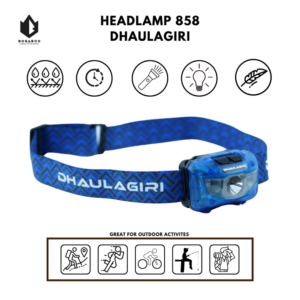 Headlamp Dhaulagiri 858 - Senter Kepala  - Senter Kepala Led - Senter Led Terang - Lampu Hiking